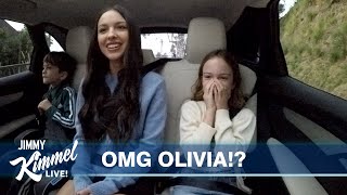 Olivia Rodrigo Surprises Jimmy Kimmel’s Kids on the Drive to School [upl. by Azile]