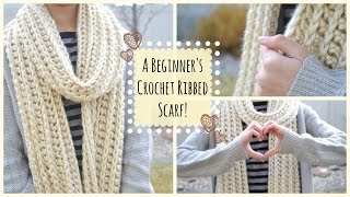 How to Crochet a Beginners Ribbed Scarf [upl. by Yorled2]