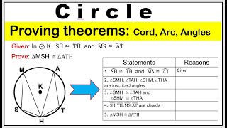 Tagalog Proving theorems on chords arcs angle of a circle twocolumnproving math10 proving [upl. by Lahsiv564]