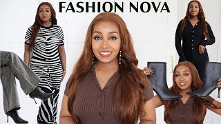 FASHION NOVA 🔥 FallAutumn Essentials  Quality Knitwear dresses boots and more Try on Haul [upl. by Yrehc607]