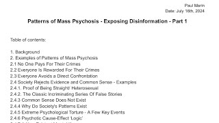 Patterns of Mass Psychosis  Exposing Disinformation  Part 1 [upl. by Rab]