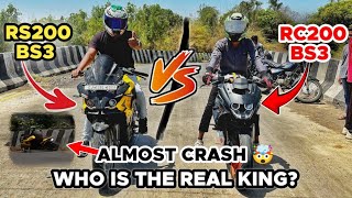 Rs 200 vs rc 200 Drag race  RS200 ALMOST CRASH 🤯 [upl. by Mellicent]