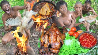 survival chicken Cooking in the rainforest  kmeng prey [upl. by Behl994]