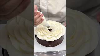 Piping a Black Forest Cake 🍒 dessert piping bakery [upl. by Boehmer]