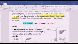 Mohammad Farhat  Iodometric titration between iodate and thiosulfate solutions [upl. by Muiram]