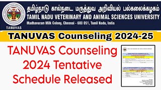 TANUVAS Admission 2024 Counseling Tentative schedule Published 👍 [upl. by Rillis]