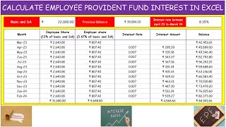 How to Calculate Employee Provident FundEPF Interest In Excel  PF calculation in excel [upl. by Gula]