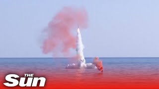 Russian submarine launches cruise missile from the Sea of Japan [upl. by Dewie]