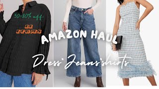 Huge Amazon haul •Jeans •Dresses•oversized shirts •5080 off [upl. by Abbie]