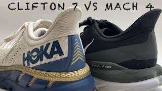 Hoka Mach 4 vs Hoka Clifton 7  Daily Trainer Running Shoe Comparison [upl. by Irehc319]