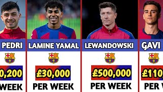 Barcelona Player SALARY 20242025  PedriLewandowskiLamine Yamal [upl. by Henderson278]