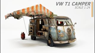 VW T1 Camper 1962 for my next ZOMBIE Diorama 124 [upl. by Eimilb]