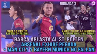 🇪🇺 BARÇA GOLEA AL ST PÖLTEN  ARSENAL DA PASO DE GIGANTE  MAN CITY Y BAYERN NO FALLAN  JOR 3 UWCL [upl. by Bidle188]