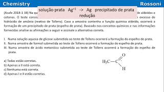 Acafe 2018 1 Medicina  Q38 Teste de Tollens [upl. by Clovis]