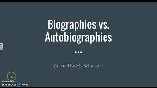 Biography Unit Biographies vs Autobiographies MiniLesson [upl. by Anyala]