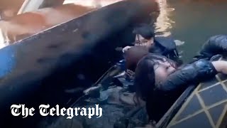 Venice tourists capsize gondola after taking selfie [upl. by Pantia]