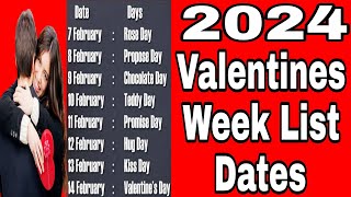 valentine day valentine day kab hai 2024Valentine Day Dates 2024  Valentine Week List Dates 2024 [upl. by Ecienahs69]