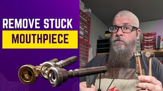 How to remove a stuck mouthpiece without a puller instrumentrepair banddirector trumpet [upl. by Tterrej]