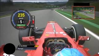 On board Fernando Alonso GP Belgium SPA F1 2013 [upl. by Ecnarretal]