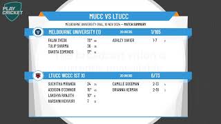 Melbourne University 1 v LTUCC WCCC 1st XI [upl. by Noside]