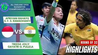 RahayuRamadhanti INA vs JollyPullela IND  R32  All England Open 2024 [upl. by Sidonie]