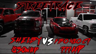 830WHP SHELBY vs FBO NITROUS C7 ON THE STREET  427 TURBO TRUCK UPDATE [upl. by Leifer646]