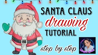 Santa Claus easy drawing  step by step art viralvideo artist artfulspirit india christmas [upl. by Aihselef]