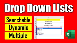 How to Create a Dynamic Searchable Drop Down List in Excel [upl. by Norse590]