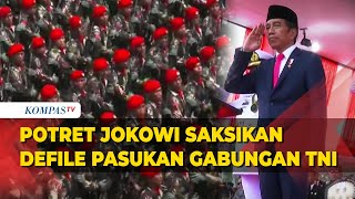 Potret Hormat Presiden Jokowi saat Saksikan Parade Pasukan Gabungan di HUT ke78 TNI [upl. by Kciredor540]