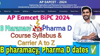 B Pharmacy Vs Pharma D dates  Which is best  Courses amp Syllabus Career Job roles  AP amp Ts [upl. by Adiesirb211]