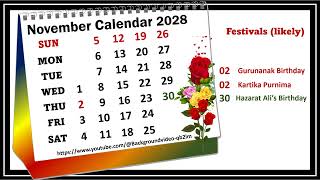 November Calendar 2028 novembercalender2028 [upl. by Sella]