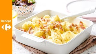 Ovengebakken bloemkool en aardappel met kaassaus en spekjes met mesclunsalade [upl. by Nino131]