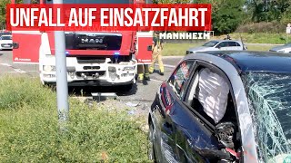 Mannheim Unfall zwischen Feuerwehrfahrzeug und Audi auf der WilhelmVarnholtAllee [upl. by Salim654]