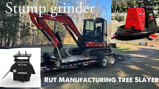 Stump Grinder and Brush Mulcher for Kubota Kx0575 New projects and jobs for the mini excavator [upl. by Den]