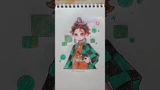 Gambar karakter Tanjiro fanart Demon Slayer💚 art drawing shorts [upl. by Suoirrad10]