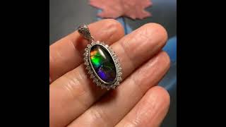 Ammolite Pendant ammolite gemstone ammonite naturalgems rarity beauty jewelry canada gems [upl. by Weston]