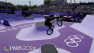 BMX cycling creates wild tricks crashes and carnage at Paris Olympics  NBC Sports [upl. by Huskey]