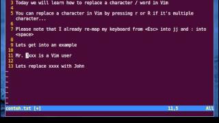 Vim Tutorial  Replace Characters with r Command [upl. by Eimarrej]