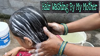 ASMR Long Hair Washing amp shampooing  Hair Wash By My Mother In Indian Traditional [upl. by Nehtiek]