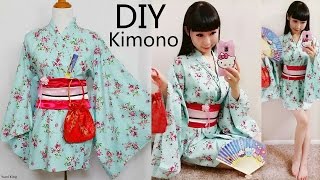 DIY Easy KimonoYukata with Easy Pattern  DIY Cosplay Costume  Designed by me [upl. by Einnij]