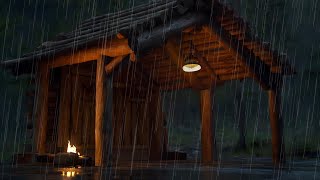 Deep Sleep Instantly On Rainy Night  Heavy Rainfall On Shelter amp Thunder Sounds  ASMR 47 [upl. by Mirella]