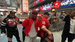 49ers fans from across US arrive in Las Vegas ahead of Super Bowl [upl. by Leake]