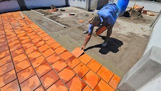 Construction Techniques of Cool Roof Tile InstallationTerrace Tile fittingRoof Construction [upl. by Artsa]