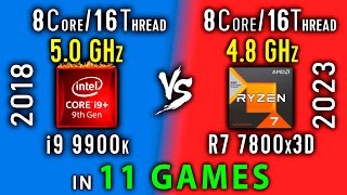 i9 9900k max OC vs Ryzen 7 7800x3D in 11 Games  R7 7800x3D vs i9 9900ks 50 GHz [upl. by Nata]