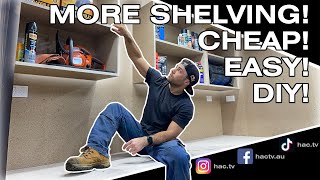 DIY Workshop Shed Shelving Cheap Easy  Storage  How to  All the storage  Ep 16 [upl. by Aredna]