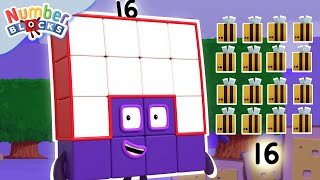 Lets meet Square Number 16 🟪  Maths Learn to Count Skills  🟪 Numberblocks [upl. by Roybn]