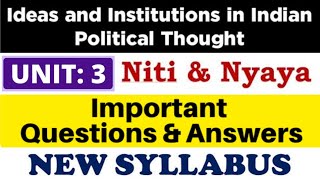 Nyaya Niti Unit3  IDEAS AND INSTITUTIONS IN INDIAN POLITICAL THOUGHT  Political Science  DU [upl. by Cristy]