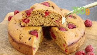 Recette du gâteau moelleux framboises et huile d’olive 750g [upl. by Amalle]