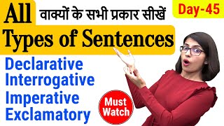 Type of sentences  Types of Sentences in English Grammar  EC Day45 [upl. by Linus]