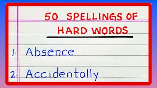 SPELLING OF HARD WORDS  20  30  50 SPELLING OF HARD WORDS  PRONUNCIATION [upl. by Seni]